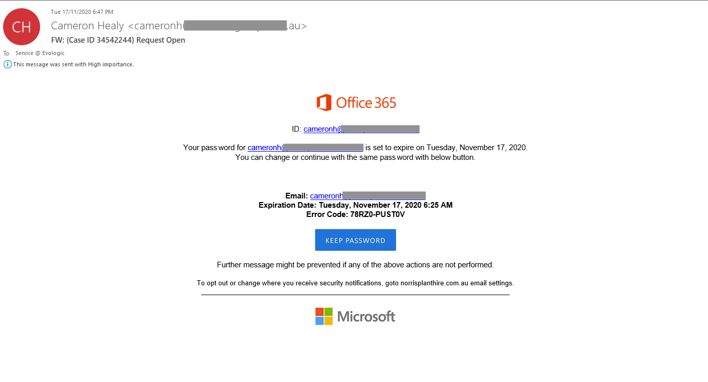 Phishing-email-sample-1 microsoft office 365 - Kratikal Blogs